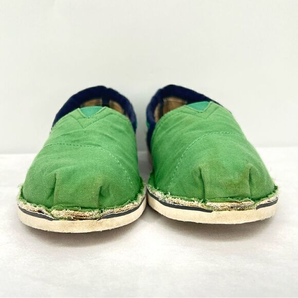 Toms Bimini Stitch Out Two Tone Blue Green Canvas Drawstring Slip On Flats 8.5 - Picture 3 of 10